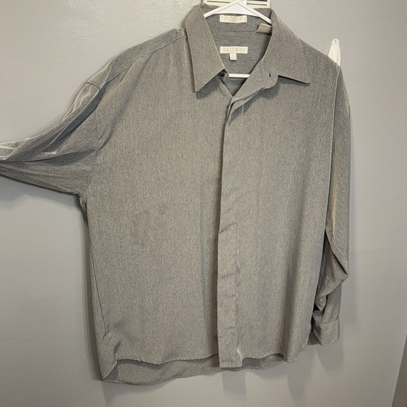 ELLIOTT Men’s Gray Button-Up Long Sleeve Collar Shirt Med 15-15.5 100% Polyester - Picture 16 of 16